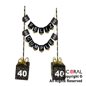 SET BANDERINES F/C DECORACION MESA 40 AOS X 1